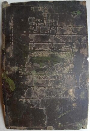 etsplaat met kerk in steigers