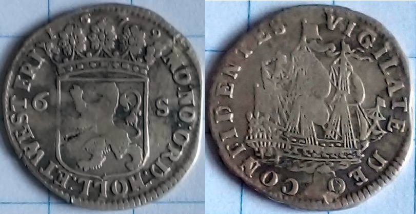 munt Scheepjesschelling 1679 Holland