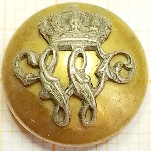 knoop gekroonde W - livrei Willem III - 14mm (ca1849-1890)
